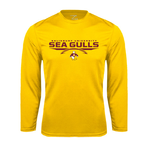  Gold Performance Long Sleeve Shirt - Sea Gulls Football Flat