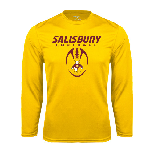  Gold Performance Long Sleeve Shirt - Salisbury Football Stacked w/ Ball