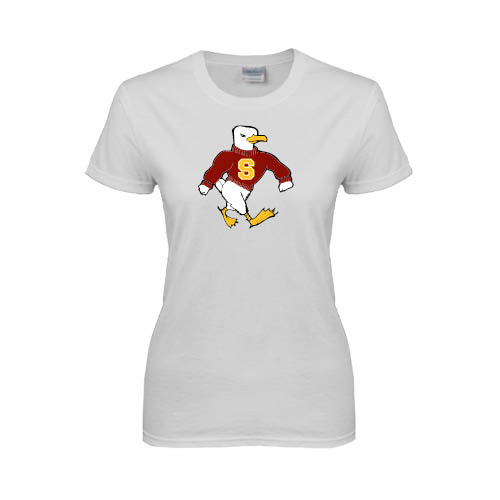  Womens White Short Sleeve Tee - Sammy the Sea Gull