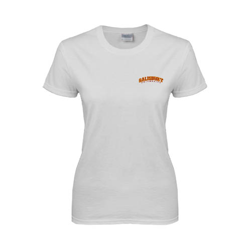  Womens White Short Sleeve Tee - Arched Salisbury University