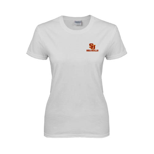  Womens White Short Sleeve Tee - SU Sea Gulls