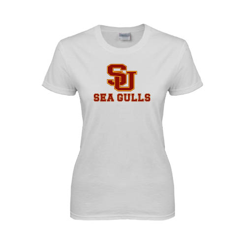  Womens White Short Sleeve Tee - SU Sea Gulls