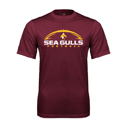  Maroon Performance Tee - Sea Gulls Football Horizontal w/ Ball