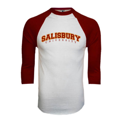 Main Image for  White/Maroon Raglan Baseball T Shirt