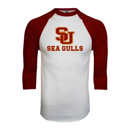 Main Image for  White/Maroon Raglan Baseball T Shirt