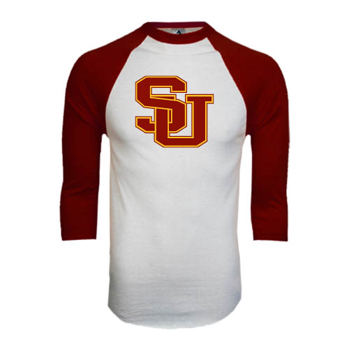 Main Image for  White/Maroon Raglan Baseball T Shirt