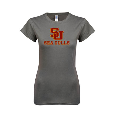  Next Level Womens Charcoal Boyfriend Tee - SU Sea Gulls