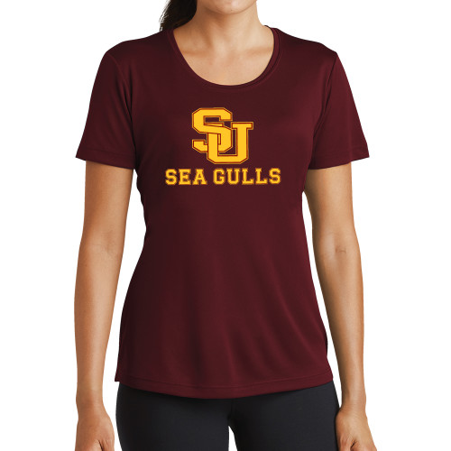  Womens Maroon Performance Short Sleeve Tee - SU Sea Gulls