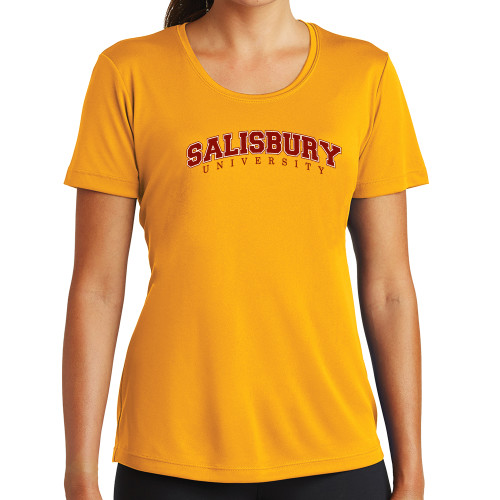  Womens Gold Performance Short Sleeve Tee - Arched Salisbury University