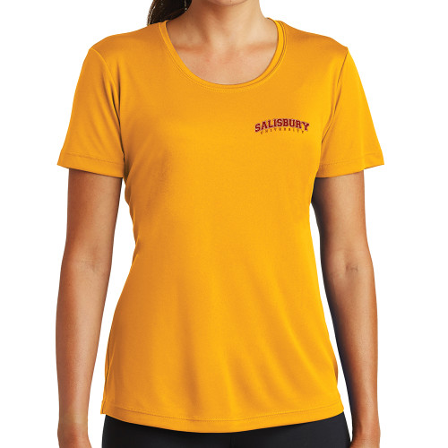  Womens Gold Performance Short Sleeve Tee - Arched Salisbury University