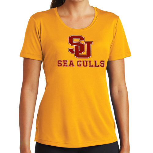  Womens Gold Performance Short Sleeve Tee - SU Sea Gulls