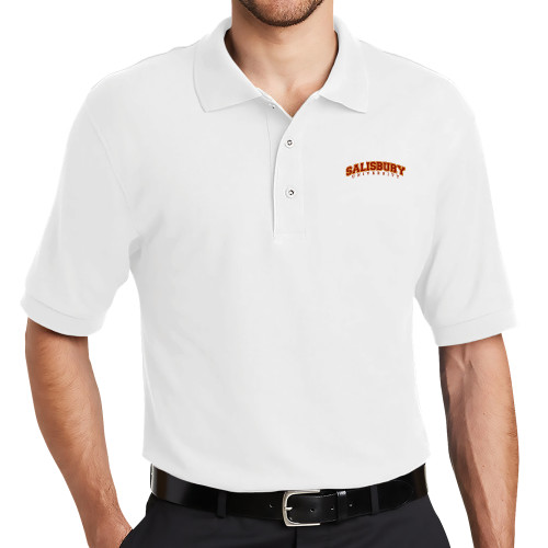  White Silk Touch Polo - Arched Salisbury University