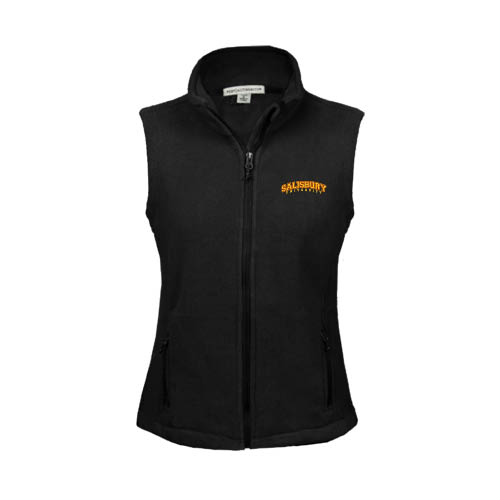  Womens Black Fleece Full Zip Vest - Arched Salisbury University
