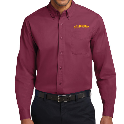  Maroon Twill Button Down Long Sleeve - Arched Salisbury University
