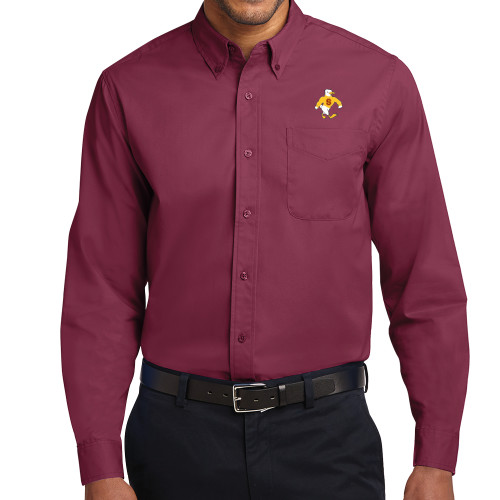  Maroon Twill Button Down Long Sleeve - Sammy the Sea Gull