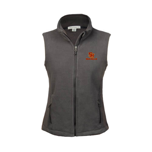  Womens Charcoal Fleece Full Zip Vest - SU Sea Gulls