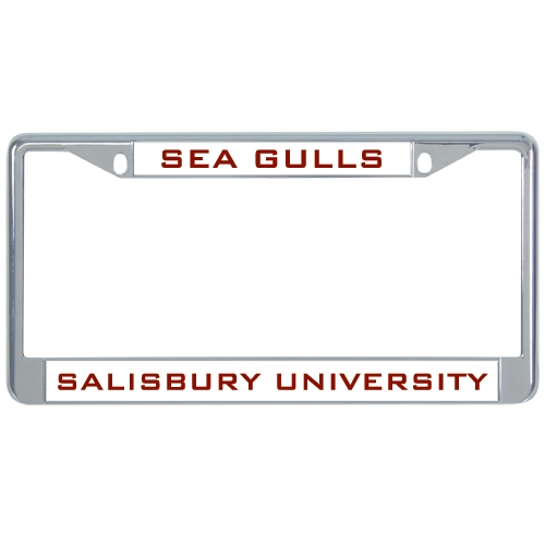  Metal License Plate Frame in Chrome - Sea Gulls