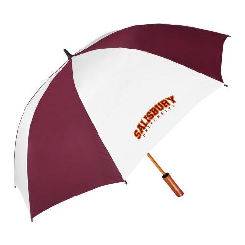  64 Inch Maroon/White Umbrella - Arched Salisbury University