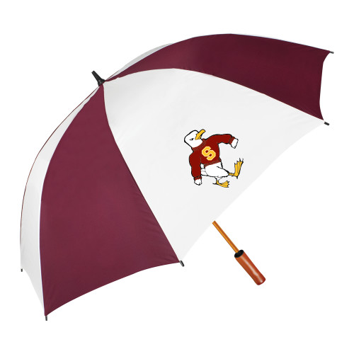  64 Inch Maroon/White Umbrella - Sammy the Sea Gull