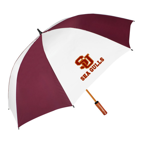  64 Inch Maroon/White Umbrella - SU Sea Gulls