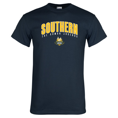  Navy T Shirt - Arched Southern The Human Jukebox