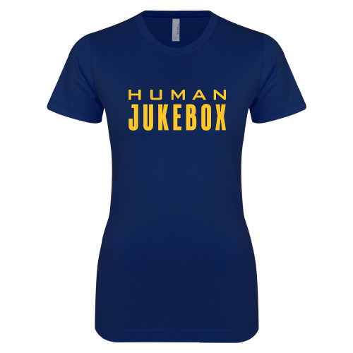  Next Level Womens Navy Boyfriend Tee - Human Jukebox Wordmark