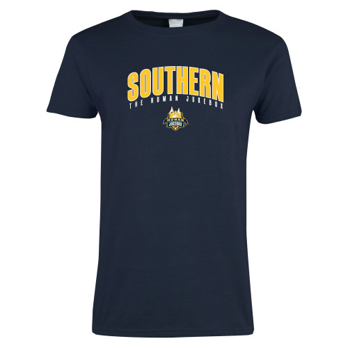  Womens Short Sleeve Navy Tee - Arched Southern The Human Jukebox