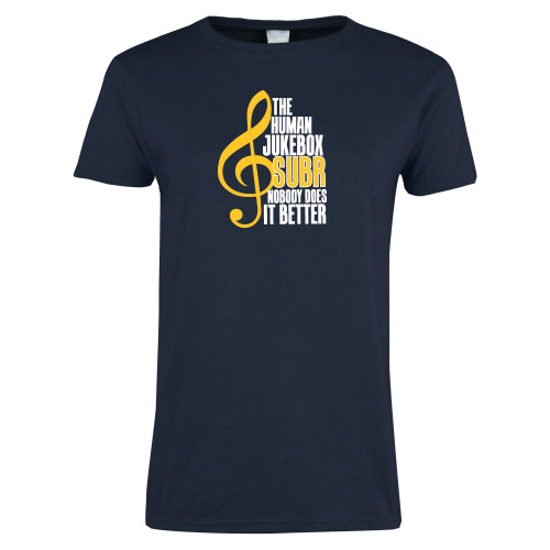  Womens Short Sleeve Navy Tee - Nobody Does it Better Music Note
