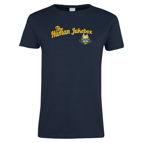  Womens Short Sleeve Navy Tee - The Human Jukebox Script