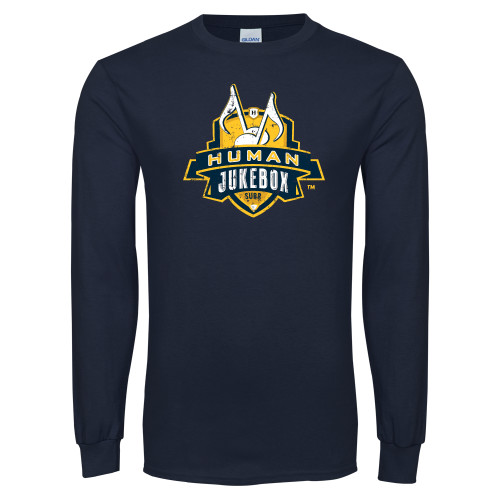  Navy Long Sleeve T-Shirt - The Human Jukebox Official Mark Distressed