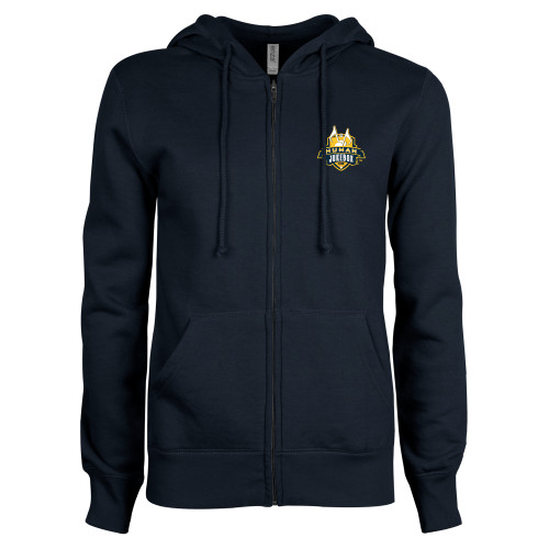  ENZA Womens Navy Fleece Full Zip Hoodie - The Human Jukebox Official Mark