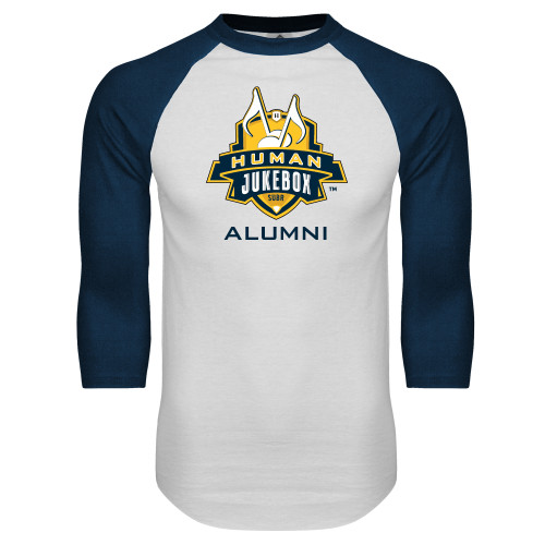 White/Navy Raglan Baseball T Shirt - Alumni