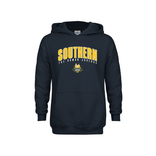 Youth Navy Fleece Hoodie - Arched Southern The Human Jukebox
