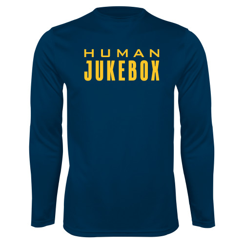  Navy Performance Long Sleeve Shirt - Human Jukebox Wordmark