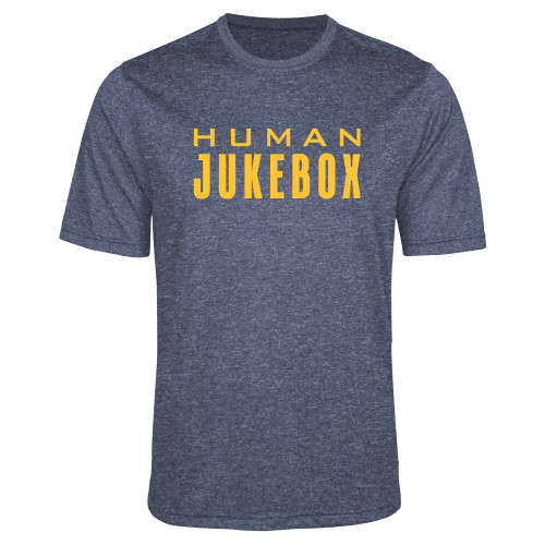  Navy Heather Performance Contender Tee - Human Jukebox Wordmark