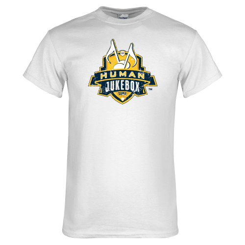  White T Shirt - The Human Jukebox Official Mark Distressed