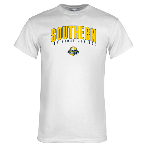  White T Shirt - Arched Southern The Human Jukebox