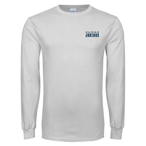  White Long Sleeve T Shirt - Human Jukebox Wordmark