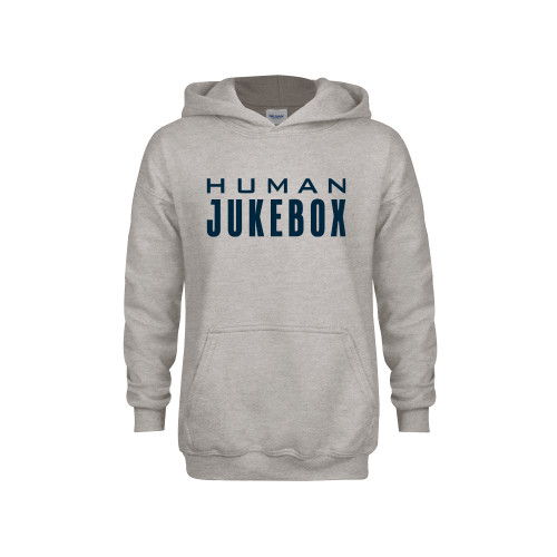  Youth Grey Fleece Hood - Human Jukebox Wordmark
