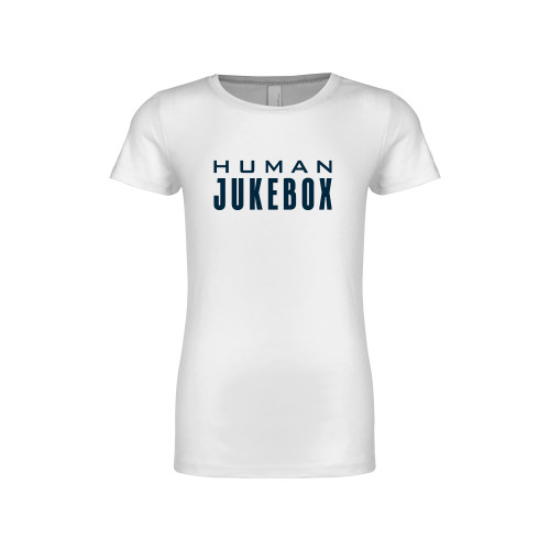  Next Level Girls White Fashion Fit T Shirt - Human Jukebox Wordmark