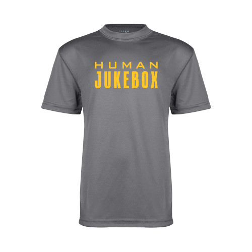  Youth Performance Grey Concrete Tee - Human Jukebox Wordmark