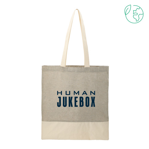  Split Recycled Grey Cotton Twill Convention Tote - Human Jukebox Wordmark