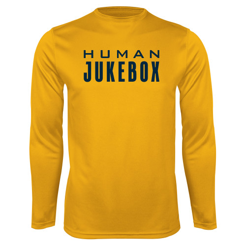  Gold Performance Long Sleeve Shirt - Human Jukebox Wordmark
