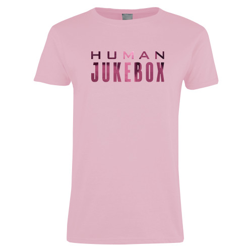  Womens Pink Short Sleeve Tee - Human Jukebox Wordmark Foil