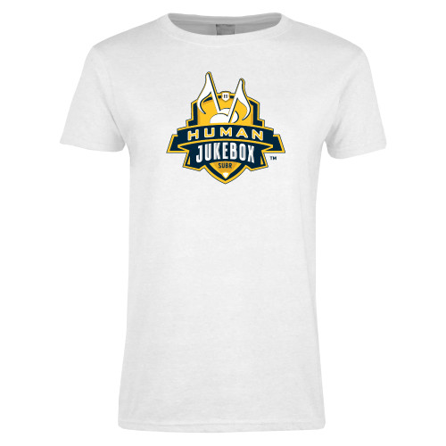  Womens White Short Sleeve Tee - The Human Jukebox Official Mark