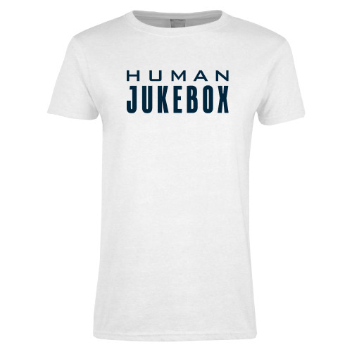  Womens White Short Sleeve Tee - Human Jukebox Wordmark