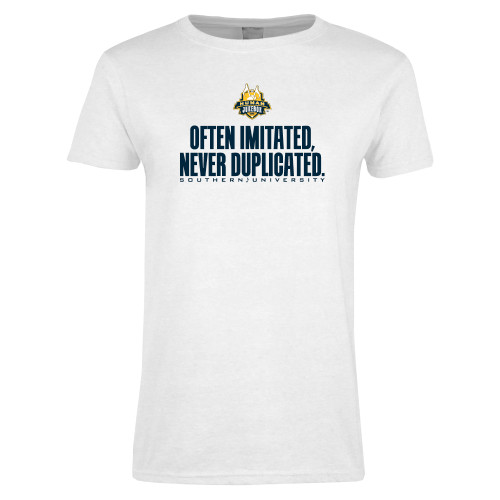  Womens White Short Sleeve Tee - Often Imitated