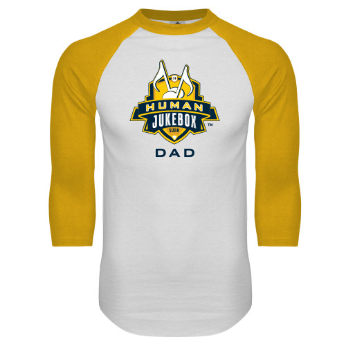  White/Gold Raglan Baseball T Shirt - Dad