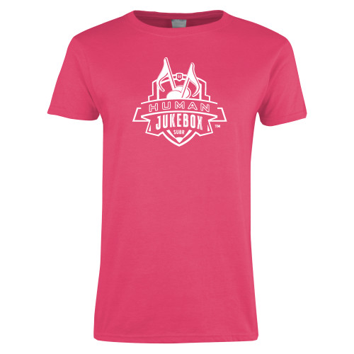  Womens Hot Pink Short Sleeve Tee - The Human Jukebox Official Mark