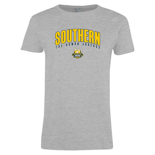  Womens Grey Short Sleeve Tee - Arched Southern The Human Jukebox